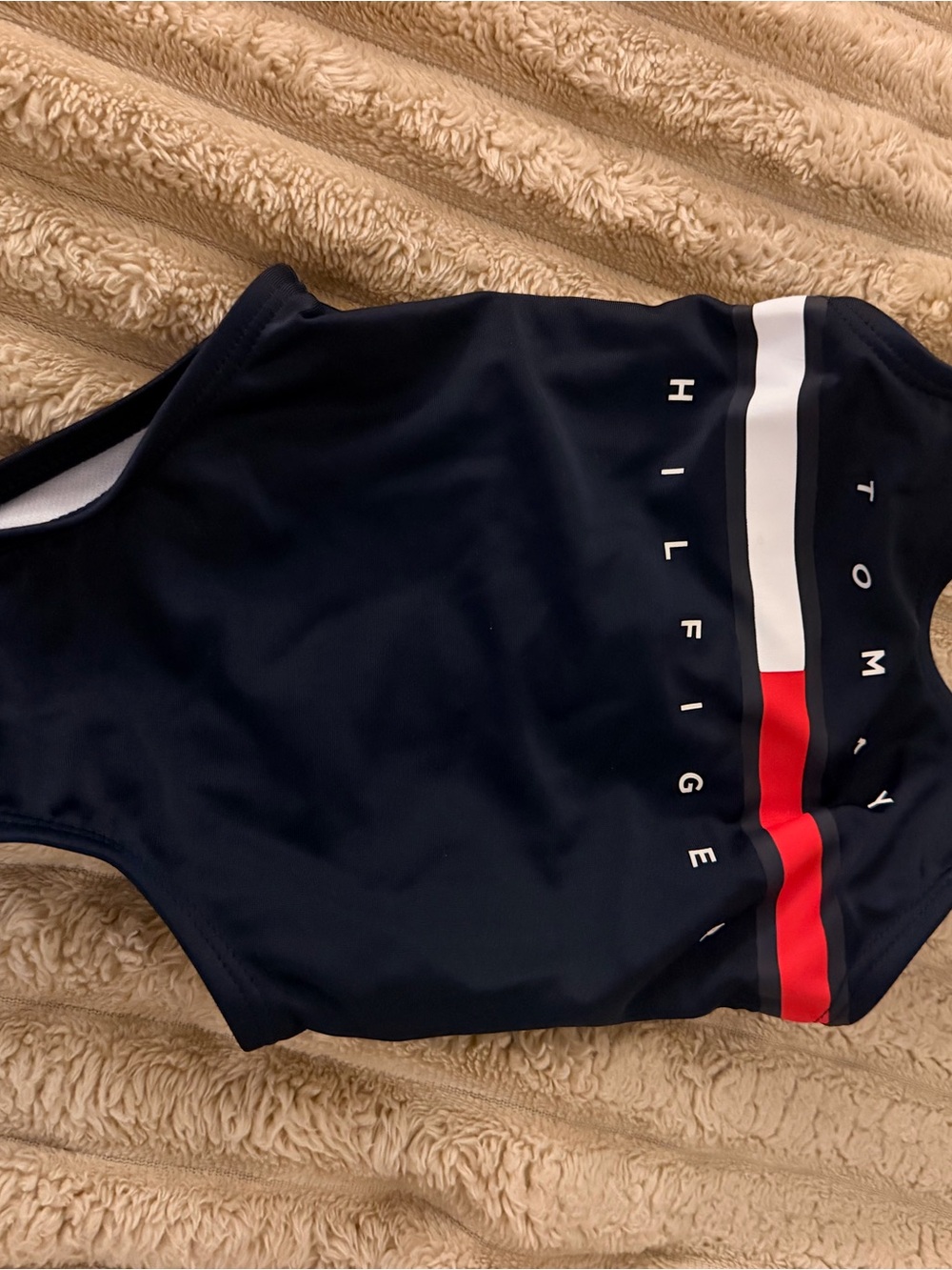 Tommy Hilfiger Navy One-Piece with Red and White Stripe